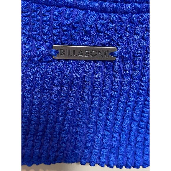 Billabong Women's S Crop Top Bikini Top Cobalt Blue Textured Knit Swim Tank New - Picture 4 of 6